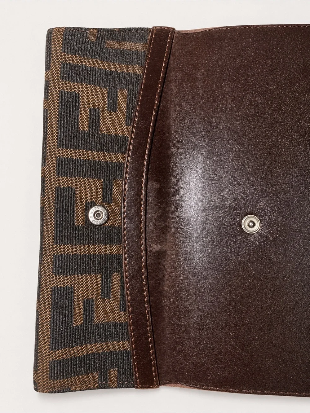 Fendi Brown Zucca Canvas & Leather Long Wallet | Vintage | Made in Italy